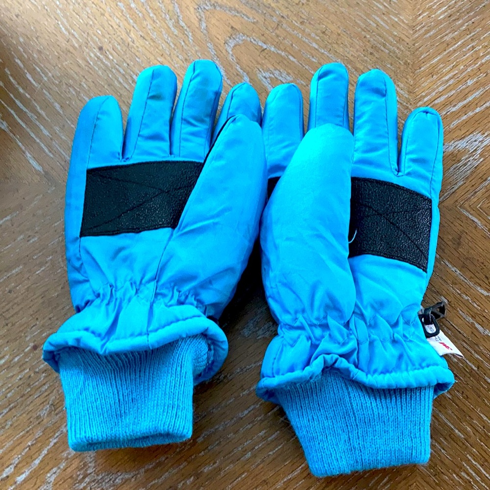 Blue and black gloves